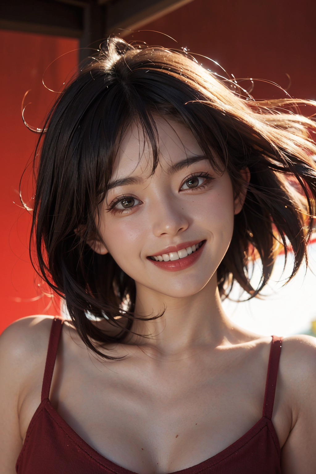 04672-2774206744-1girl, upper body, (huge Laughing),sweety,sun glare, bokeh, depth of field, blurry background, light particles,.png